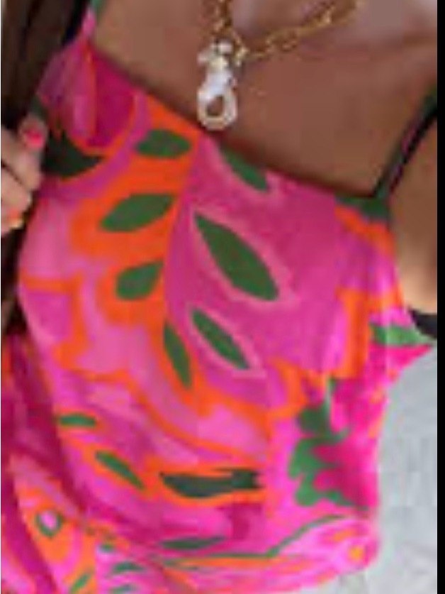 Avara Bright Pink Orange Tropical Farm Rio Inspired A Line Dress Cruise Resort — image 6 of 6